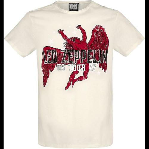 Led Zeppelin Us Tour 77 (Icarus) Amplified Vintage White Small T Shirt