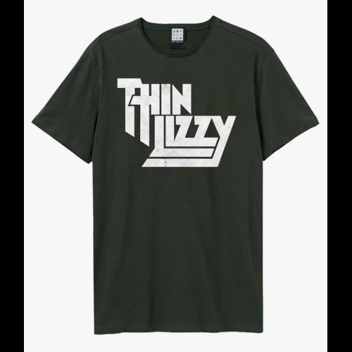 Thin Lizzy Logo Amplified Vintage Charcoal MEDIUM T Shirt