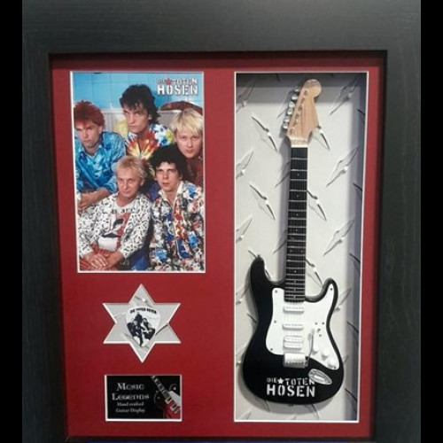 Framed 10" Mini Guitar with band artwork